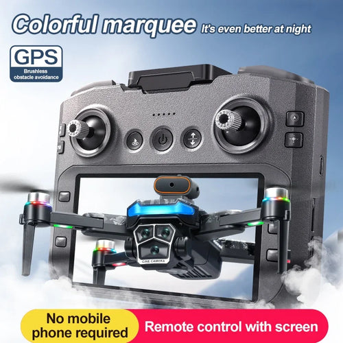 Drone A14Pro Max 8K HD Three Camera Brushless Optical Flow Obstacle Avoidance Foldable Quadcopter UAV 4.5-inch Large Screen Toys